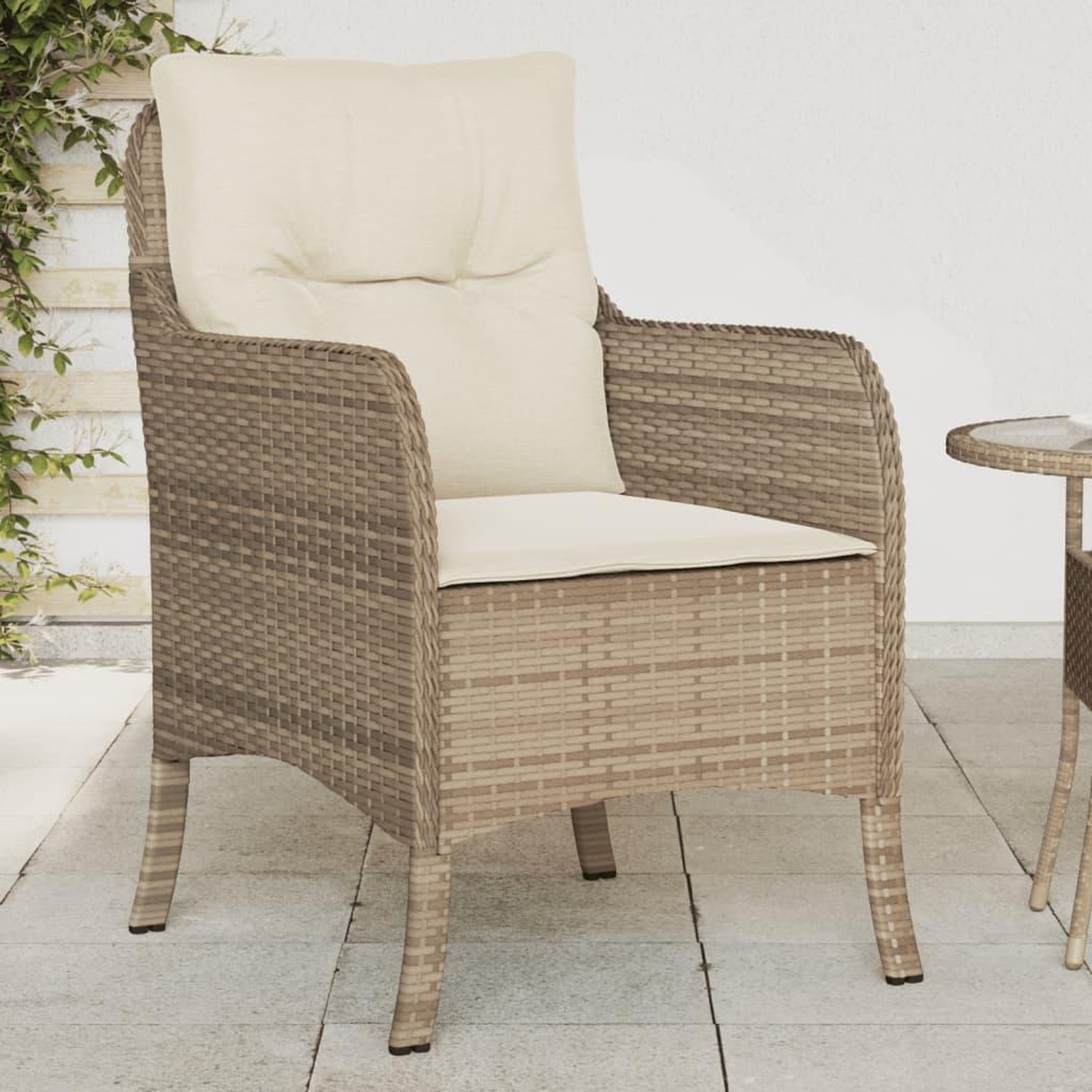 VIDAXL Chaises de jardin avec coussins lot de 2 beige resine tressee