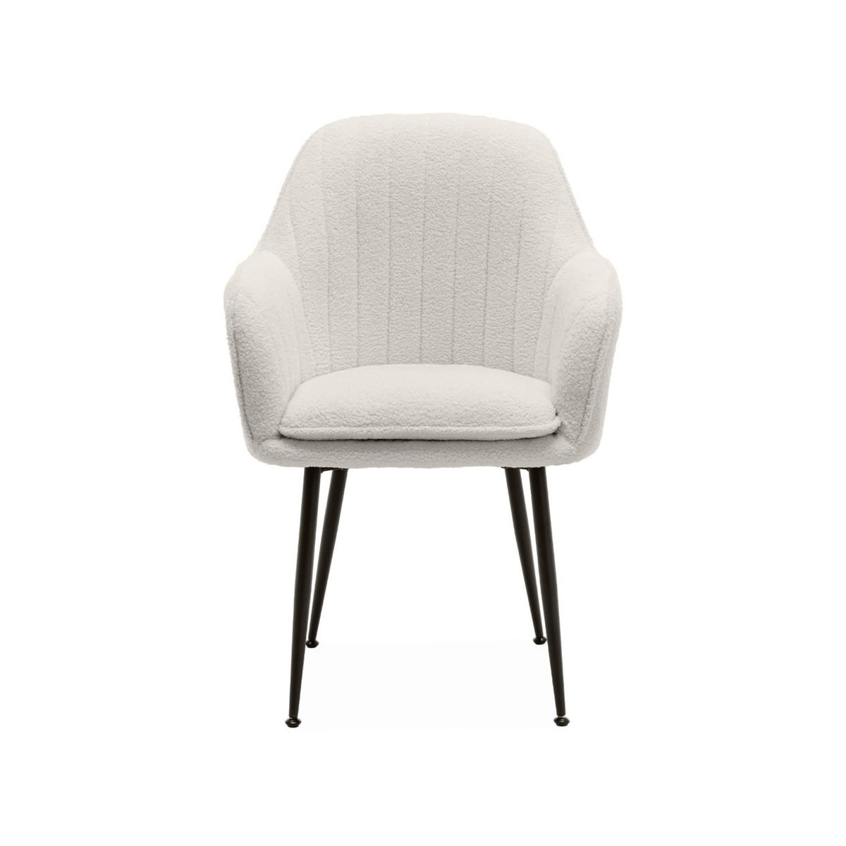 SWEEEK Lot de 4 fauteuils en bouclette et pieds en métal noir mat. Shella L 57 x P 59 x H 84.5