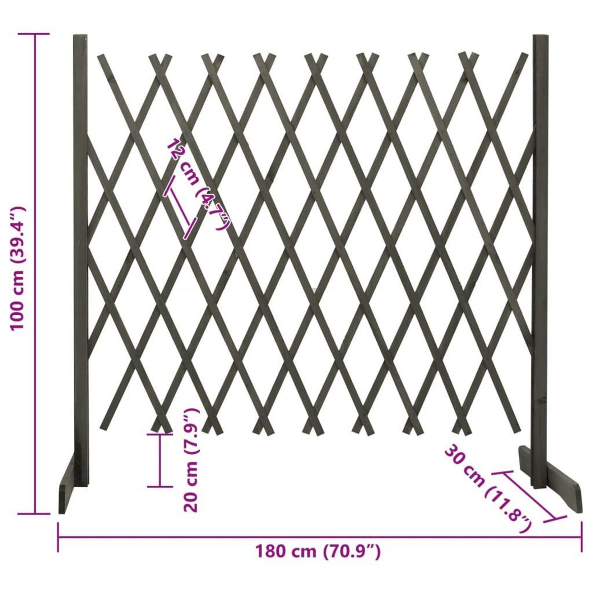 VIDAXL Cloture en treillis de jardin Gris 180x100 cm Bois de sapin
