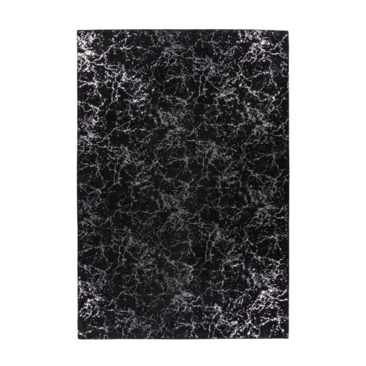 Paris Prix Tapis Marbré à Poils Longs  Bijou  Noir & Argent