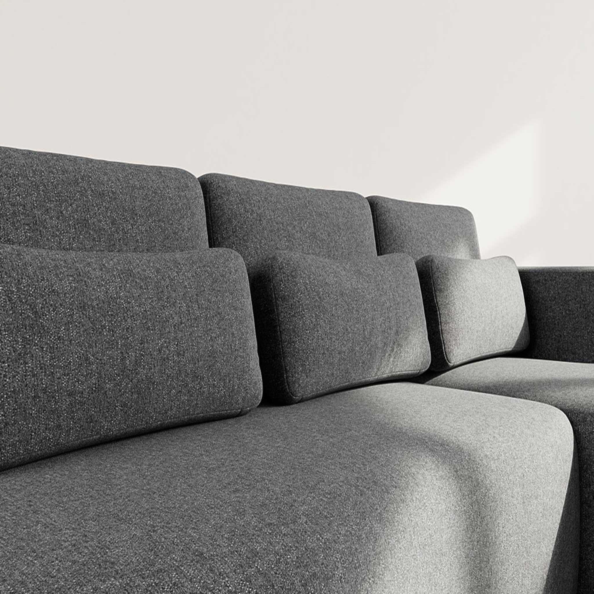 Voir la diapositive 4 : LISA DESIGN Mahina - canapé d'angle droit 4 places convertible avec coffre en tissu texturé