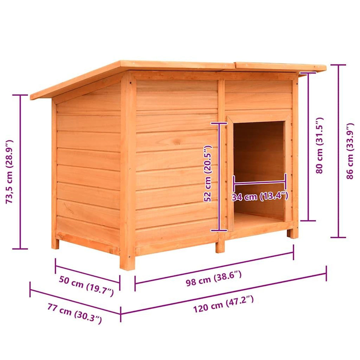 VIDAXL Niche pour chiens Bois de pin et de sapin solide 120x77x86 cm