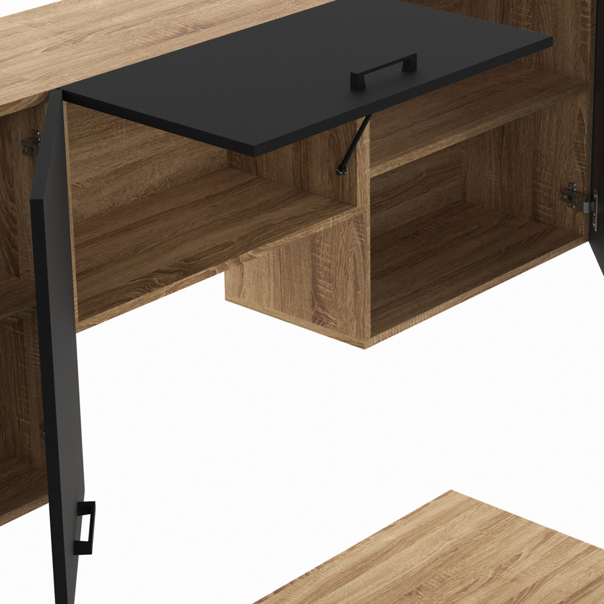 ID MARKET Cuisine complète 240 cm SUBTIL avec plan de travail 7 éléments bois et noir