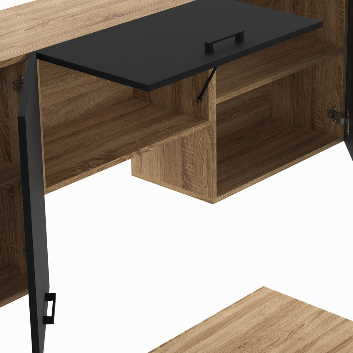 ID MARKET Cuisine complète 240 cm SUBTIL avec plan de travail 7 éléments bois et noir