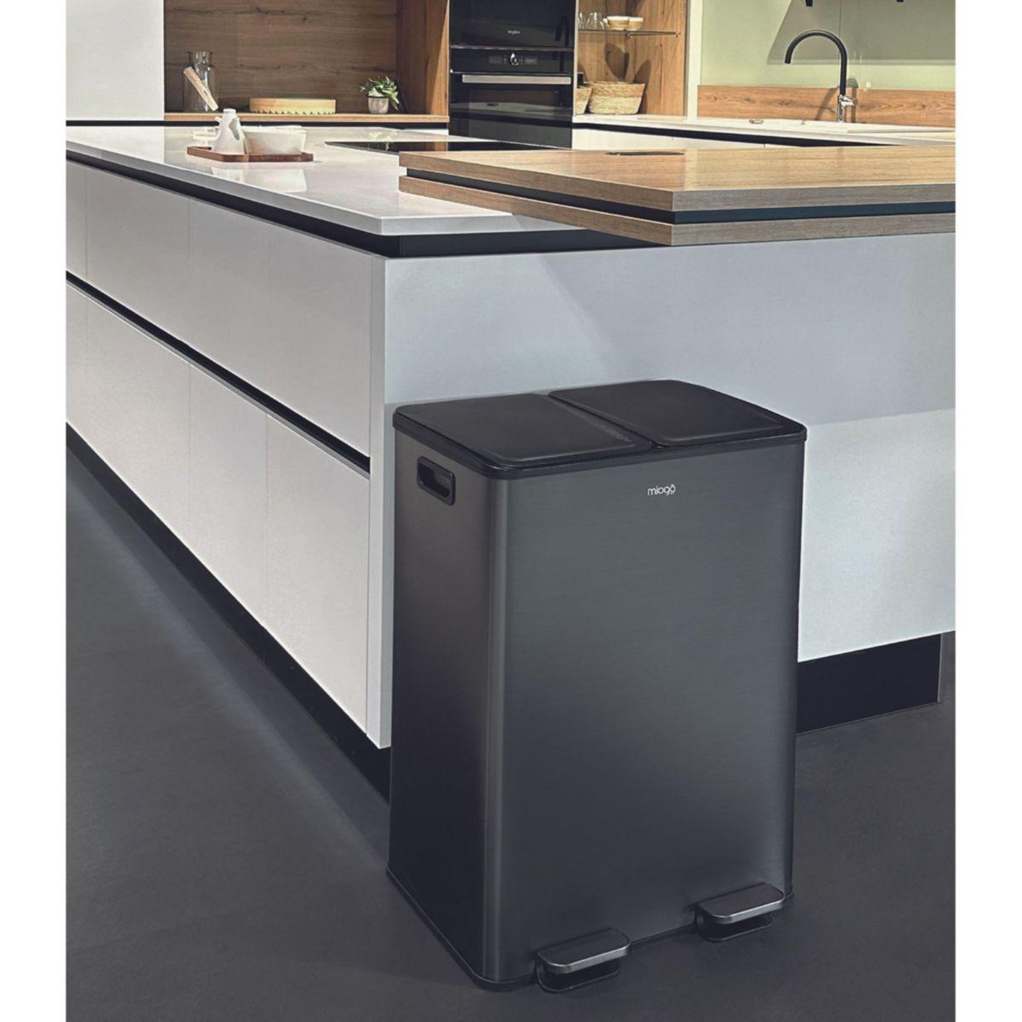Voir la diapositive 4 : MIOGO Poubelle de cuisine tri sélectif 60l anthracite