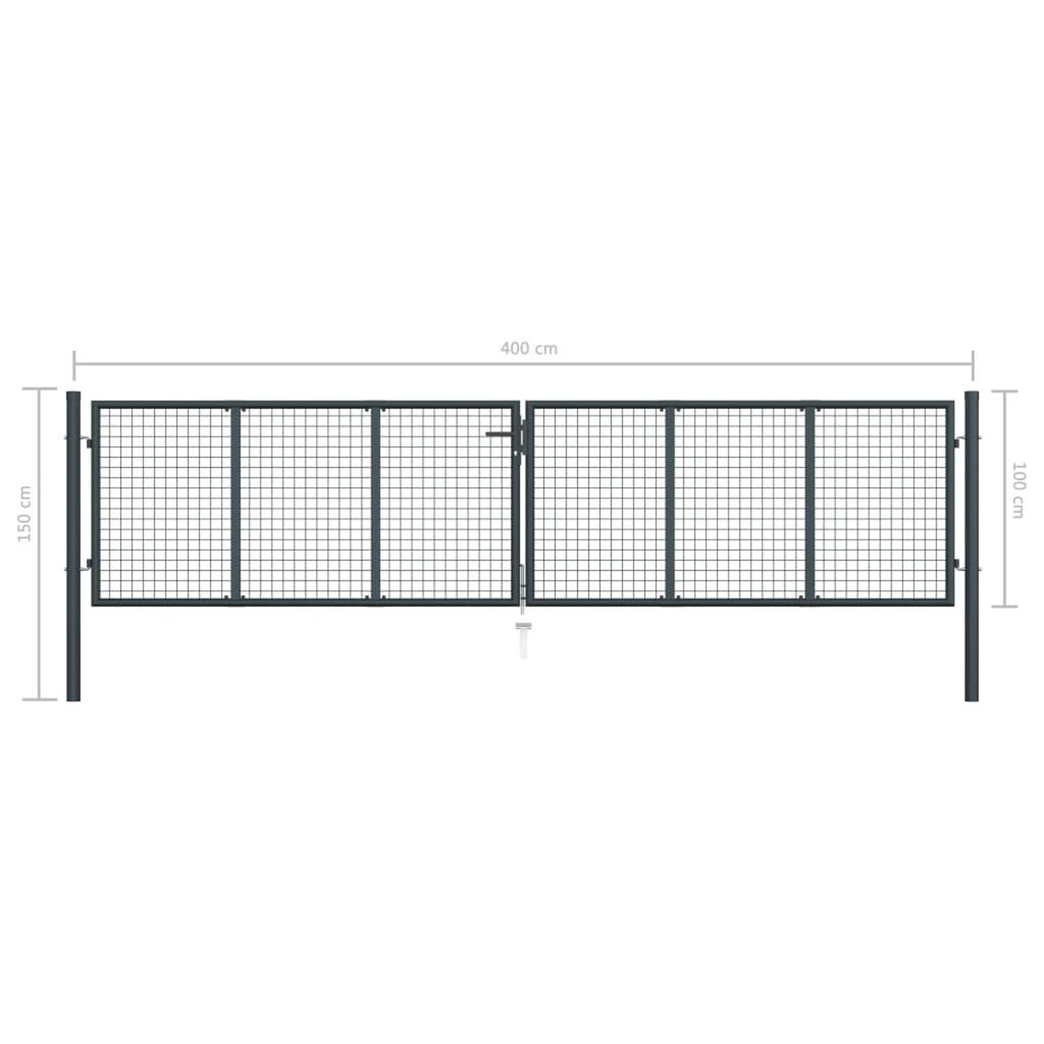 Voir la diapositive 6 : VIDAXL Portail en maille de jardin Acier galvanise 400 x 150 cm Gris