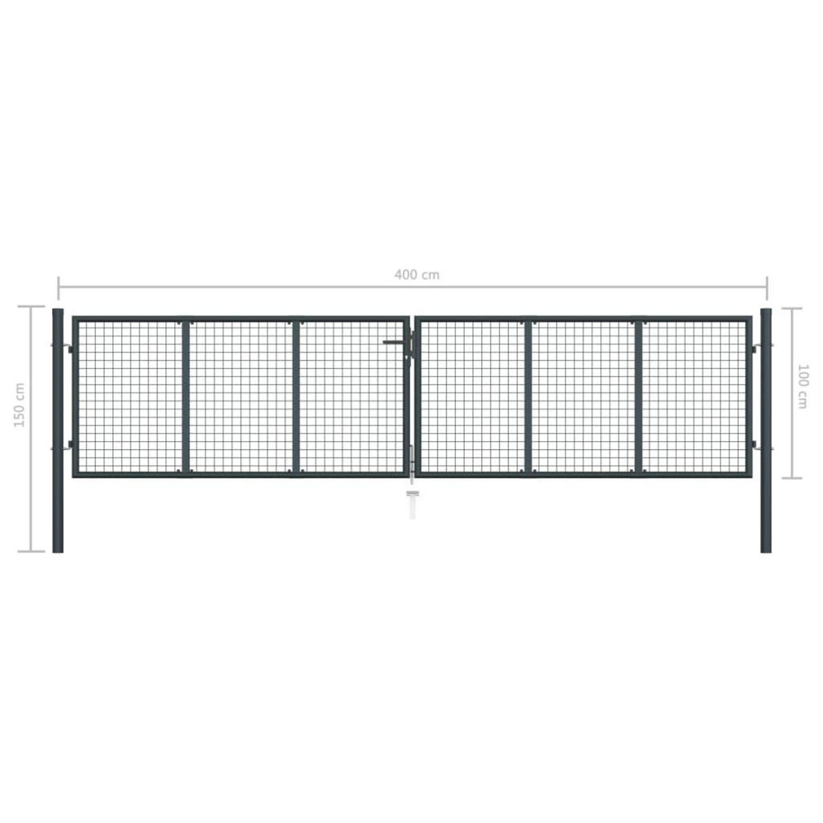 VIDAXL Portail en maille de jardin Acier galvanise 400 x 150 cm Gris