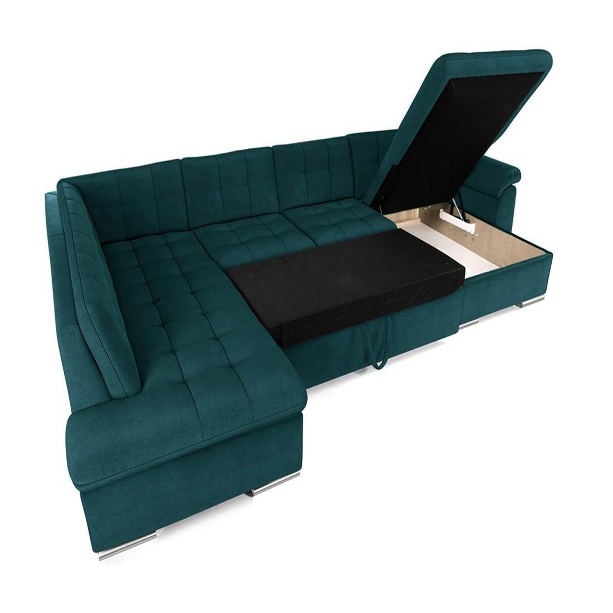 Voir la diapositive 3 : BEST MOBILIER Chuck - canapé panoramique xxl - convertible avec coffre - 7 places - gauche