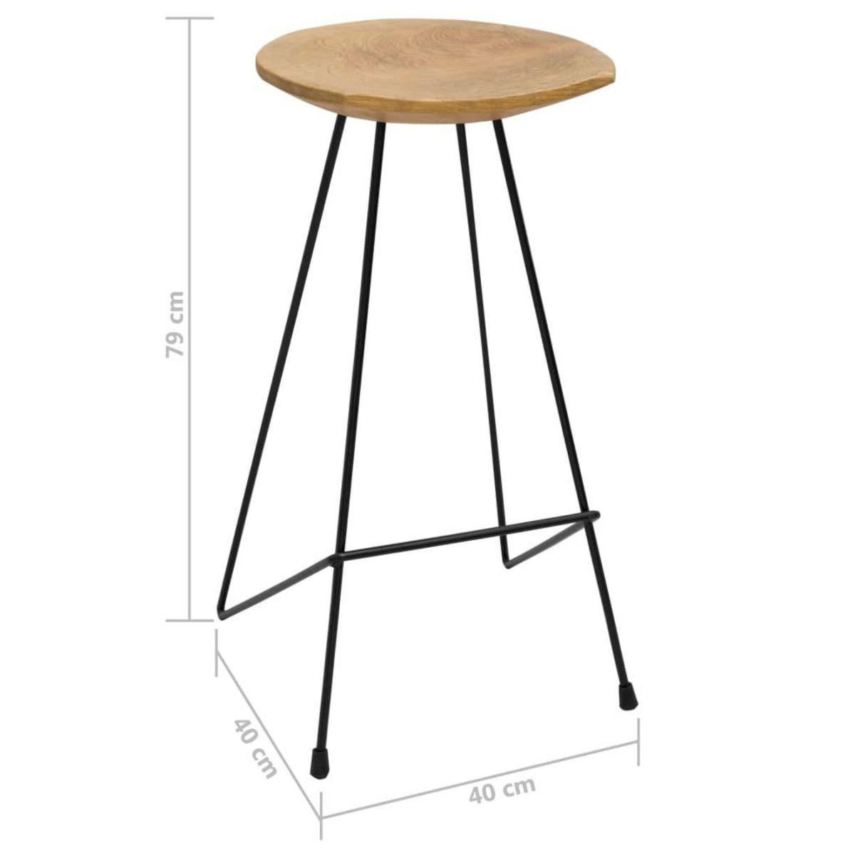 VIDAXL Tabourets de bar lot de 2 bois de teck massif