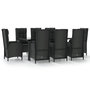 Voir la diapositive 2 : VIDAXL Ensemble a manger jardin 9pcs et coussins noir resine tressee