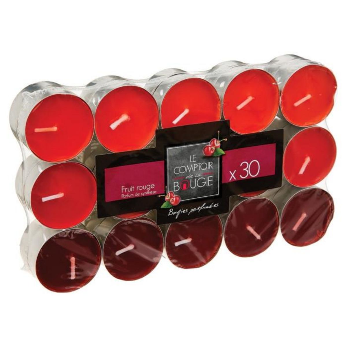 COMPTOIR DE LA BOUGIE Lot de 30 Bougies Parfumées  Nina  3,7cm Fruits Rouge