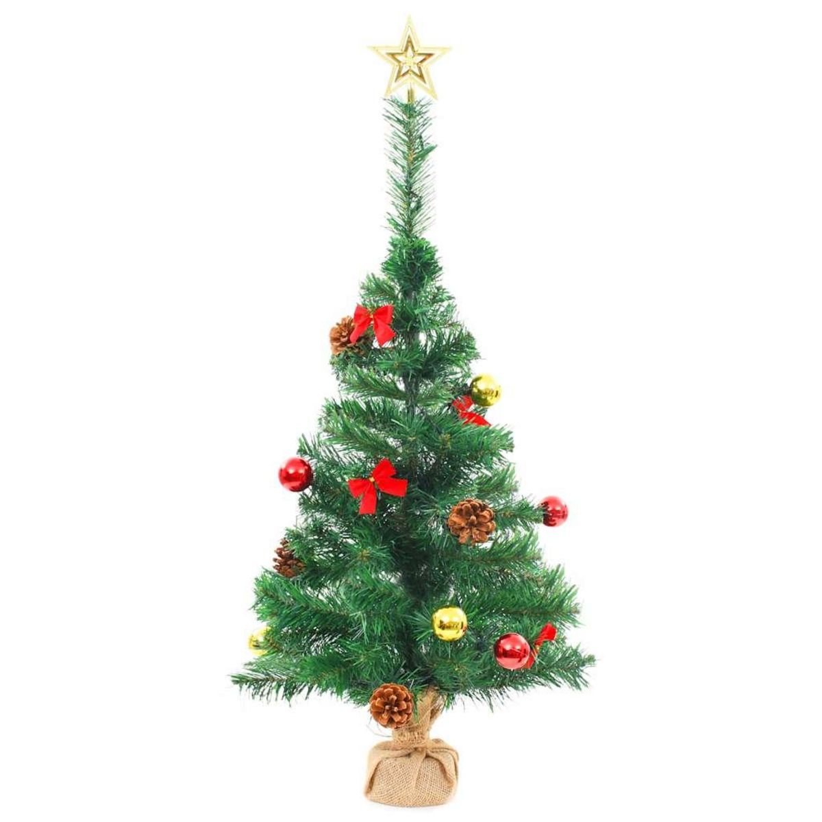VIDAXL Arbre de Noël artificiel pre-eclaire avec boules vert 64 cm