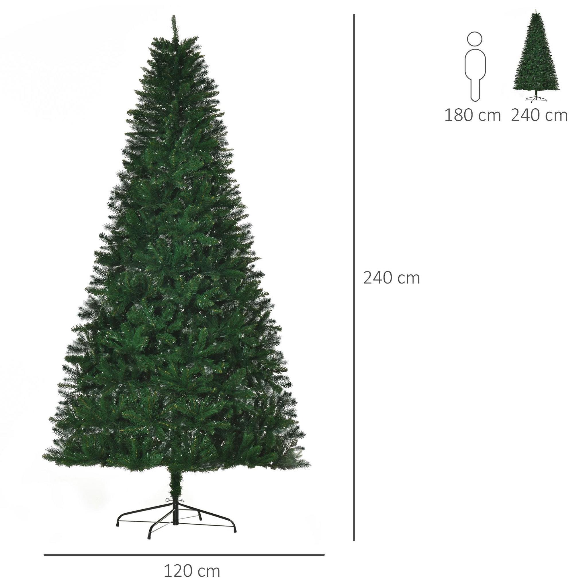 Voir la diapositive 3 : HOMCOM Sapin de noël artificiel ø 120 x 240h cm 1499 branches épines imitation nordmann grand réalisme vert