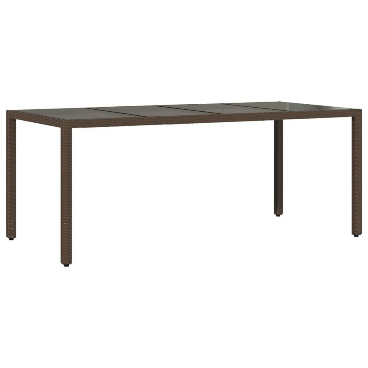 VIDAXL Table de jardin avec dessus en verre marron resine tressee