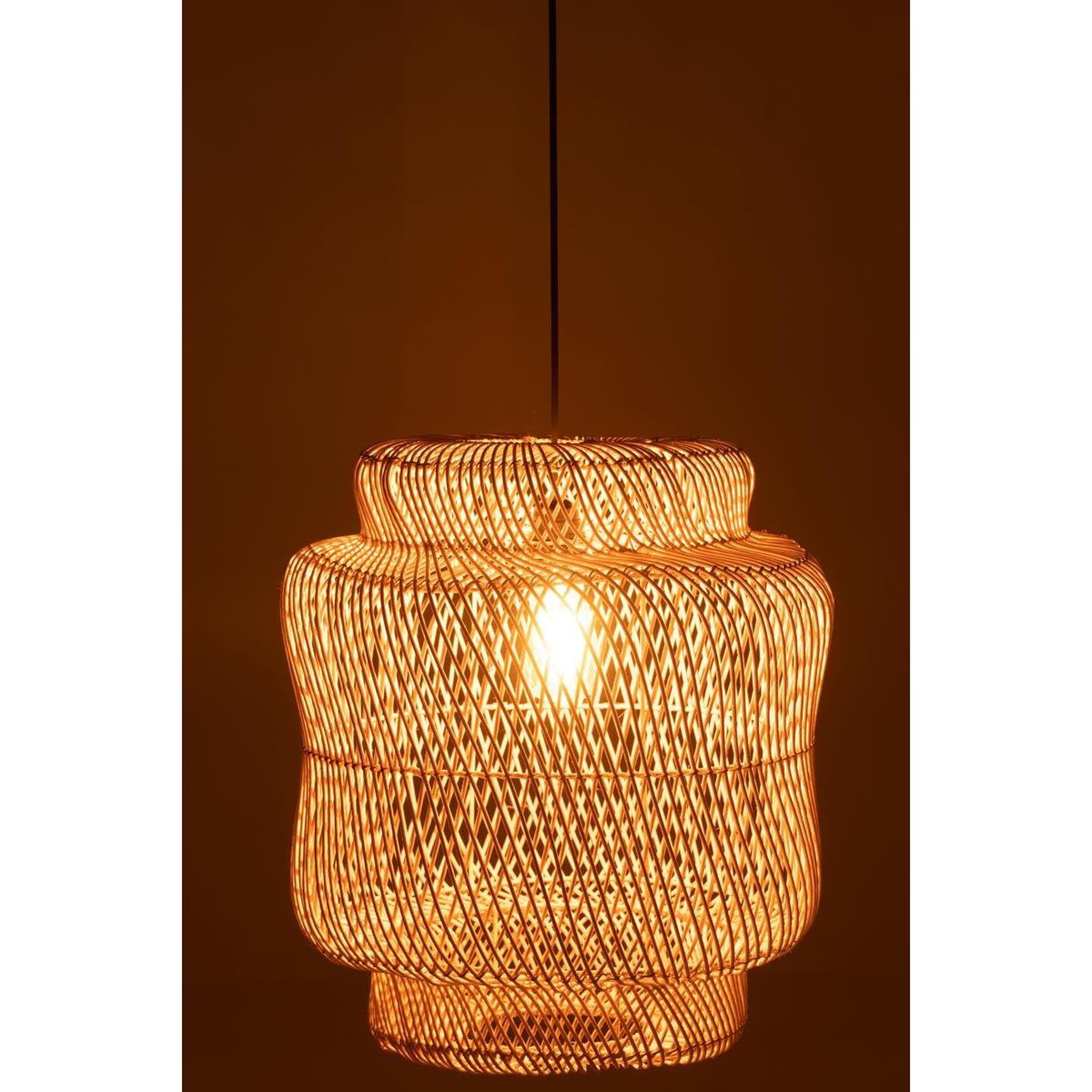 Voir la diapositive 3 : J-LINE Lampe Suspension en Rotin  Rosa  60cm Naturel