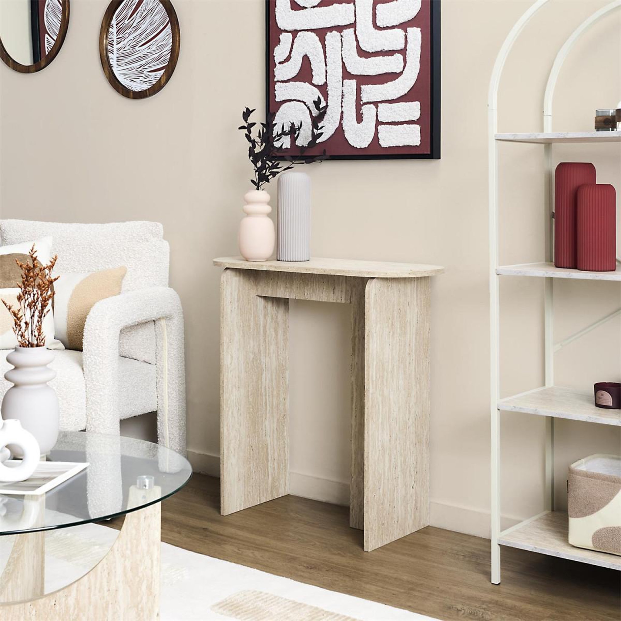 Voir la diapositive 4 : The Home Deco Factory Console design  pietra  90cm beige