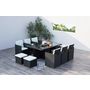 Voir la diapositive 2 : CONCEPT USINE Table et chaises 10 places encastrables résine noir-blanc MONACO