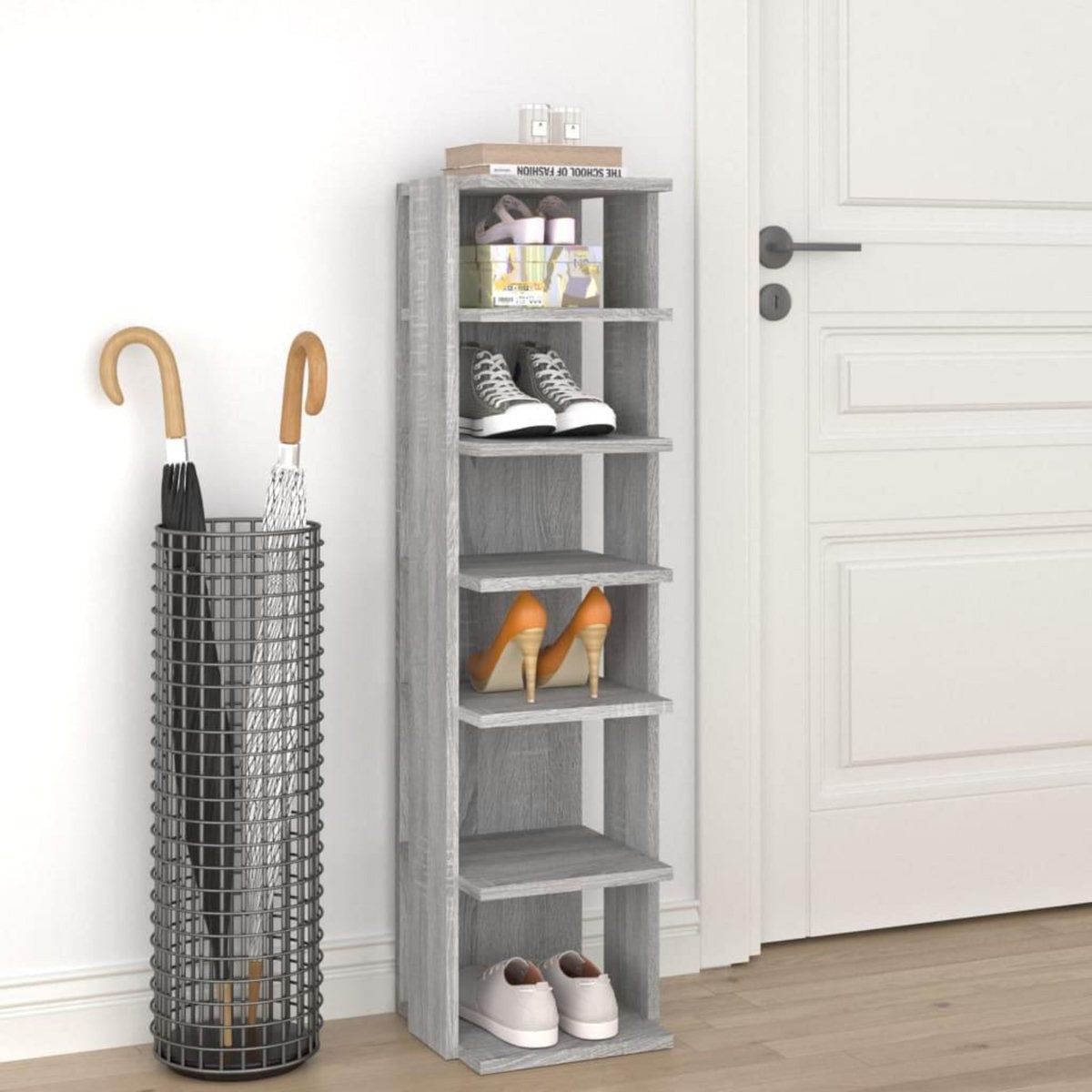 VIDAXL Etagere a chaussures Sonoma gris 27,5x27x102 cm Bois ingenierie
