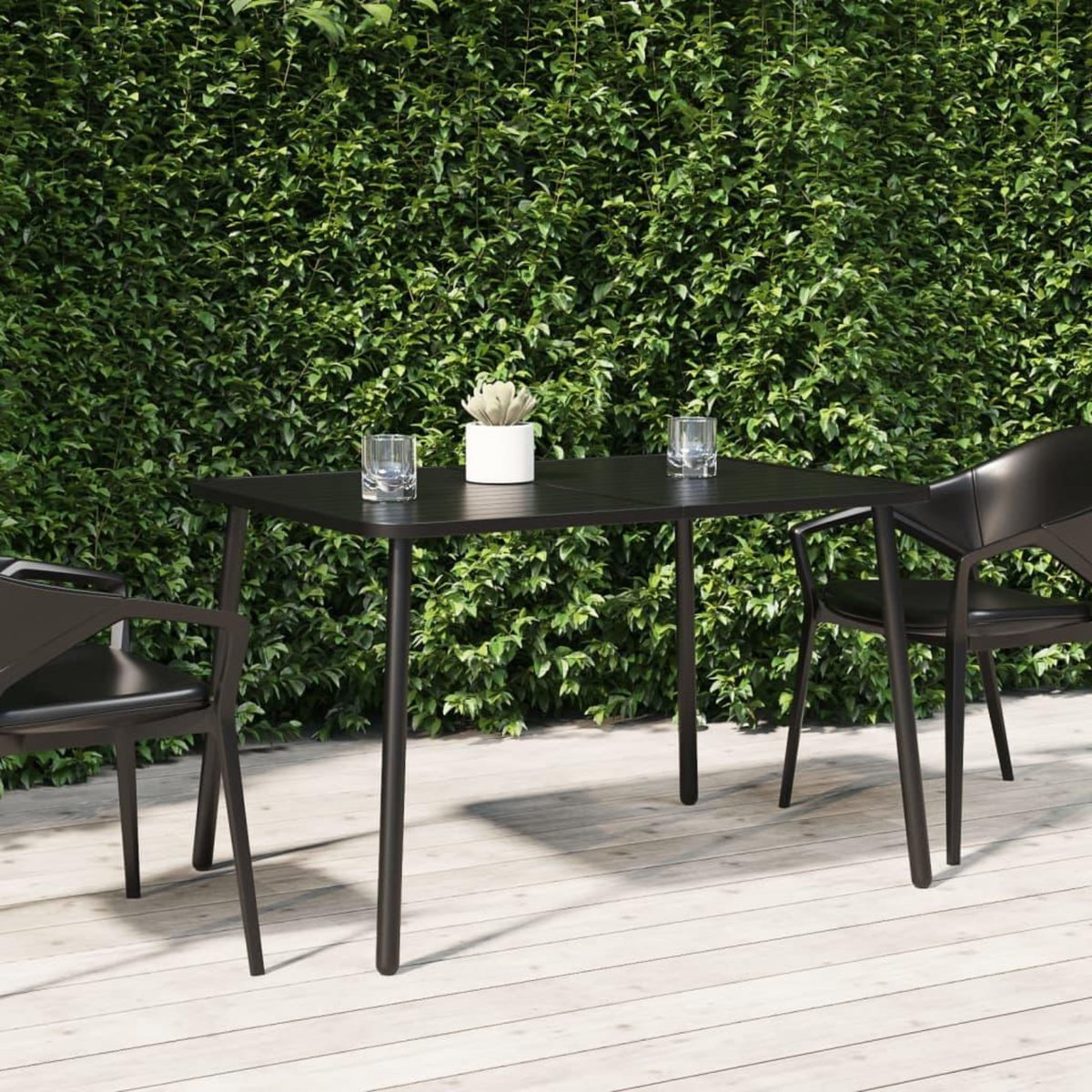 VIDAXL Table de jardin anthracite 110x80x71 cm acier