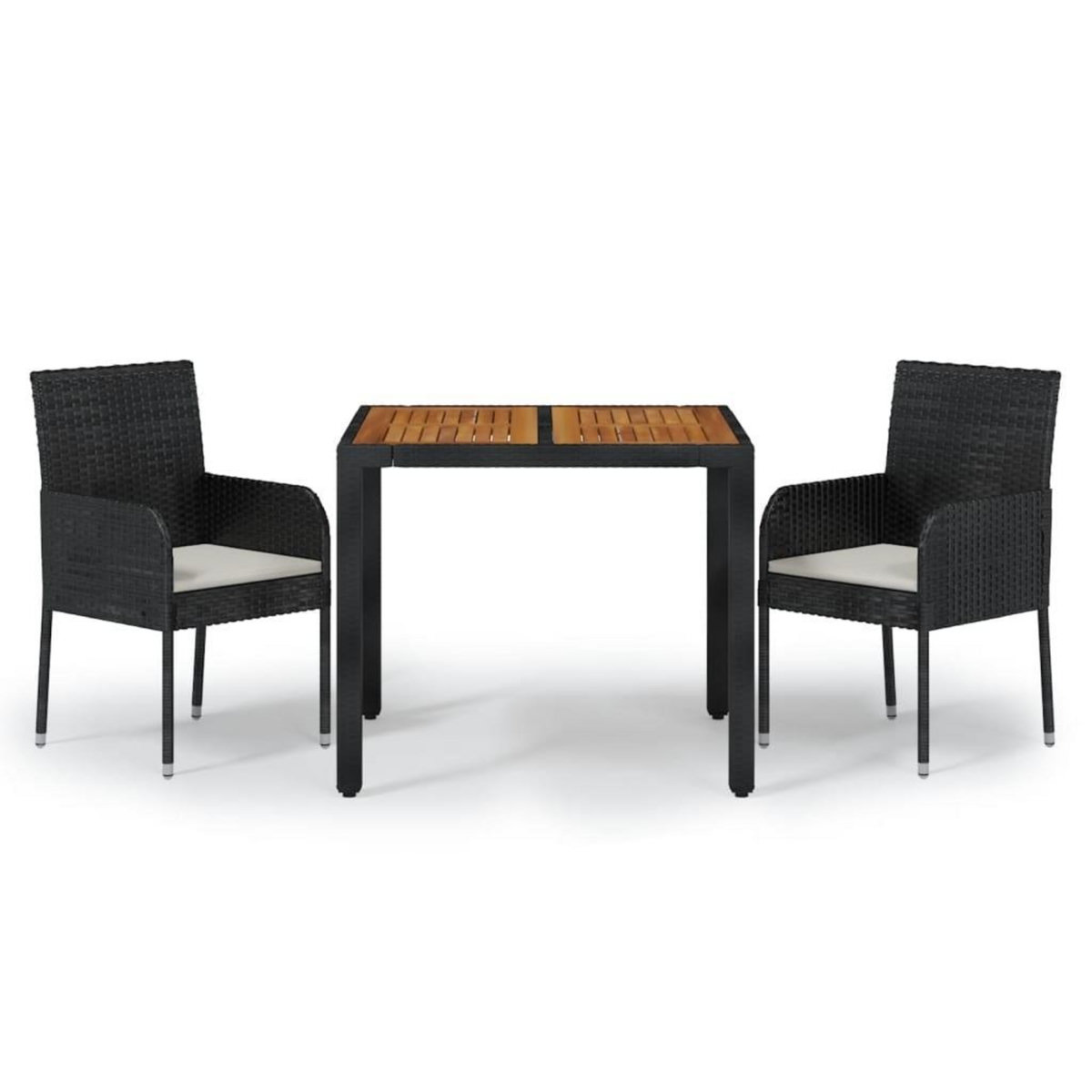 VIDAXL Ensemble a manger de jardin avec coussins 3 pcs Noir