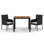Voir la diapositive 2 : VIDAXL Ensemble a manger de jardin avec coussins 3 pcs Noir
