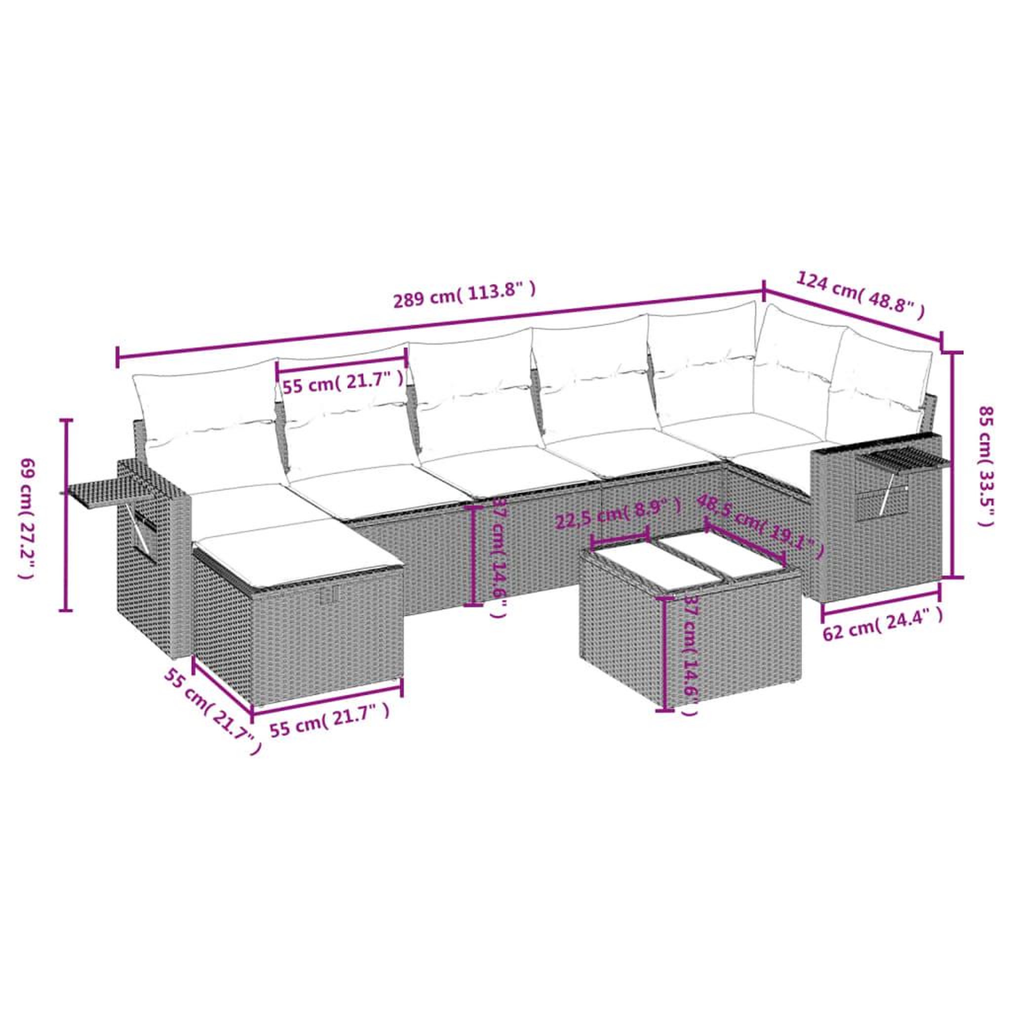 Voir la diapositive 4 : VIDAXL Salon de jardin 8 pcs avec coussins noir resine tressee