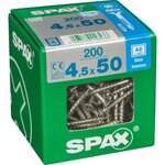 CENTRALE BRICO Lot de 200 vis inox tête fraisée torx SPAX, Diam.4.5 mm x L.50 mm
