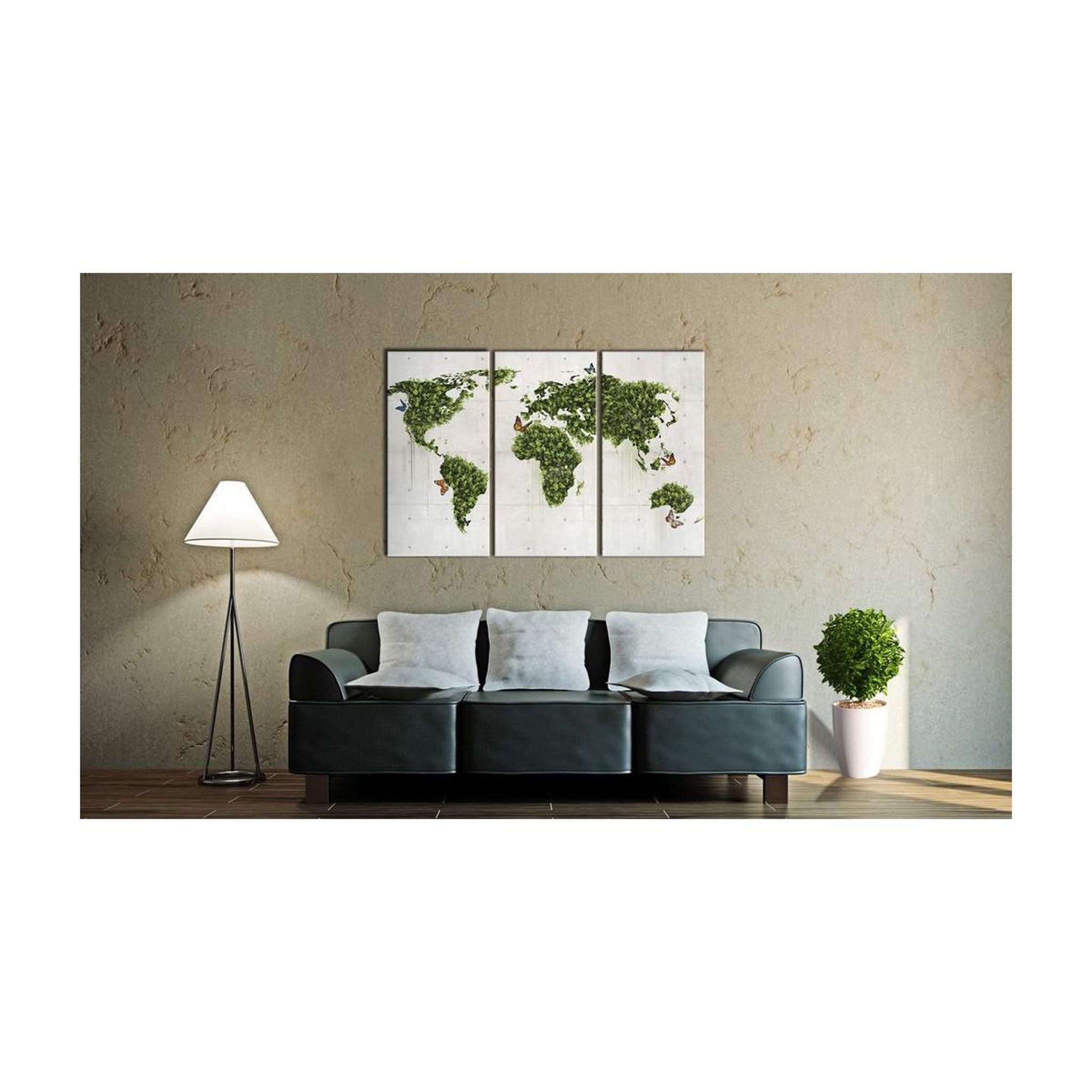 Voir la diapositive 2 : Paris Prix Tableau 3 panneaux  monde vert des papillons