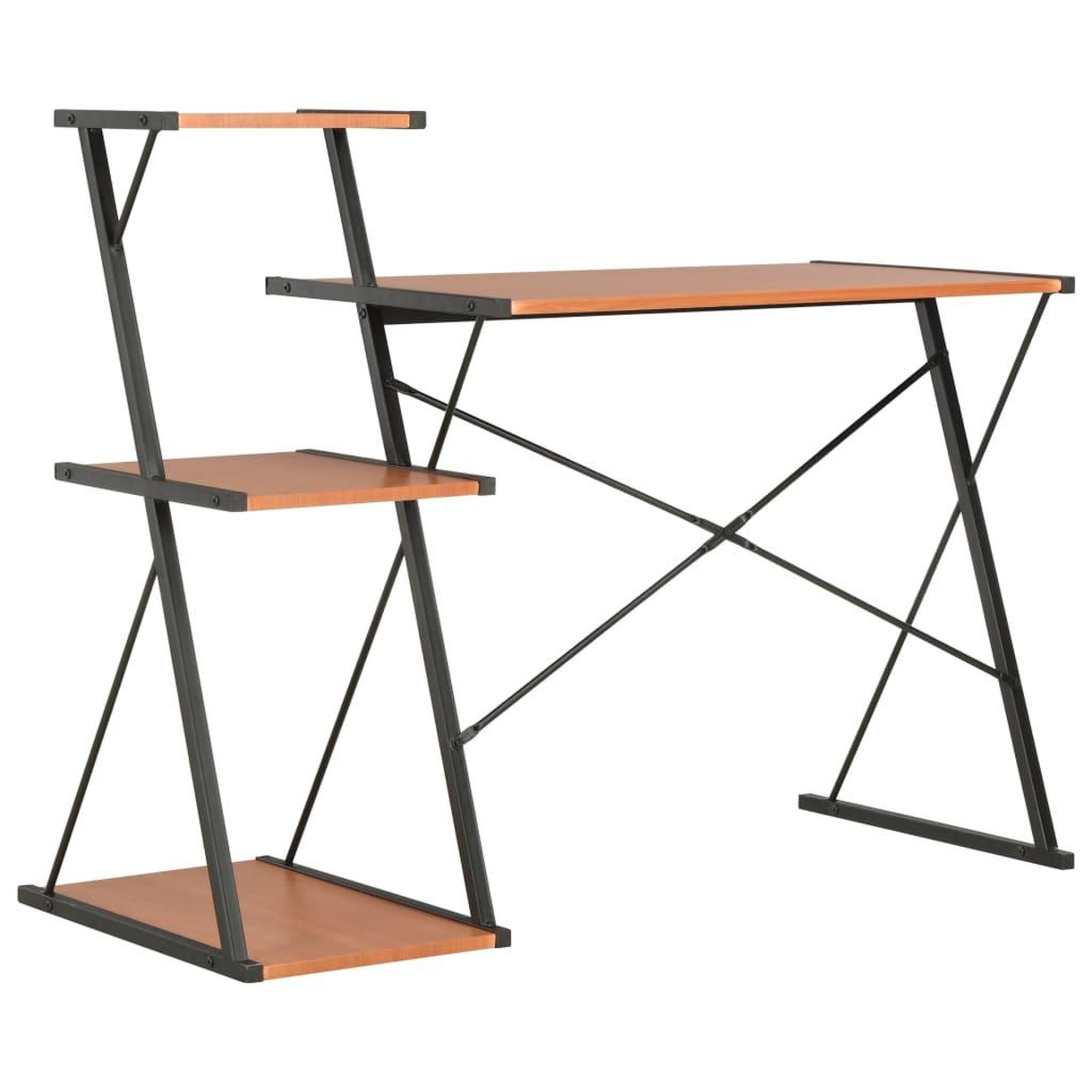 Voir la diapositive 4 : VIDAXL Bureau avec etagere Noir et marron 116x50x93 cm