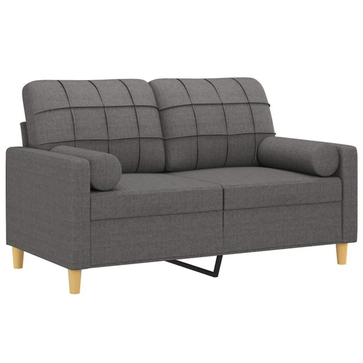 VIDAXL Canape 2 places avec oreillers gris fonce 120 cm tissu