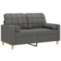 Voir la diapositive 3 : VIDAXL Canape 2 places avec oreillers gris fonce 120 cm tissu