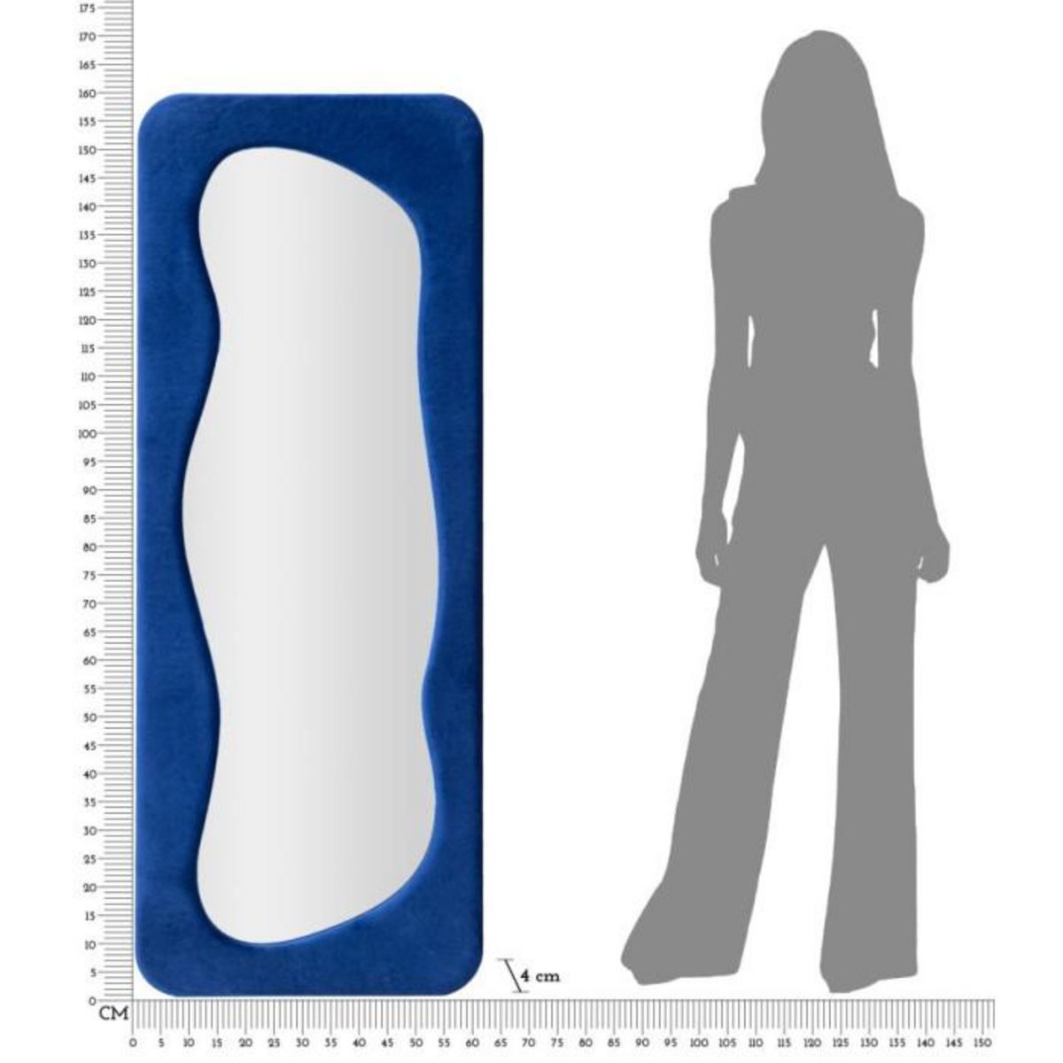 Paris Prix Miroir Mural en Velours  Theodor  160cm Bleu