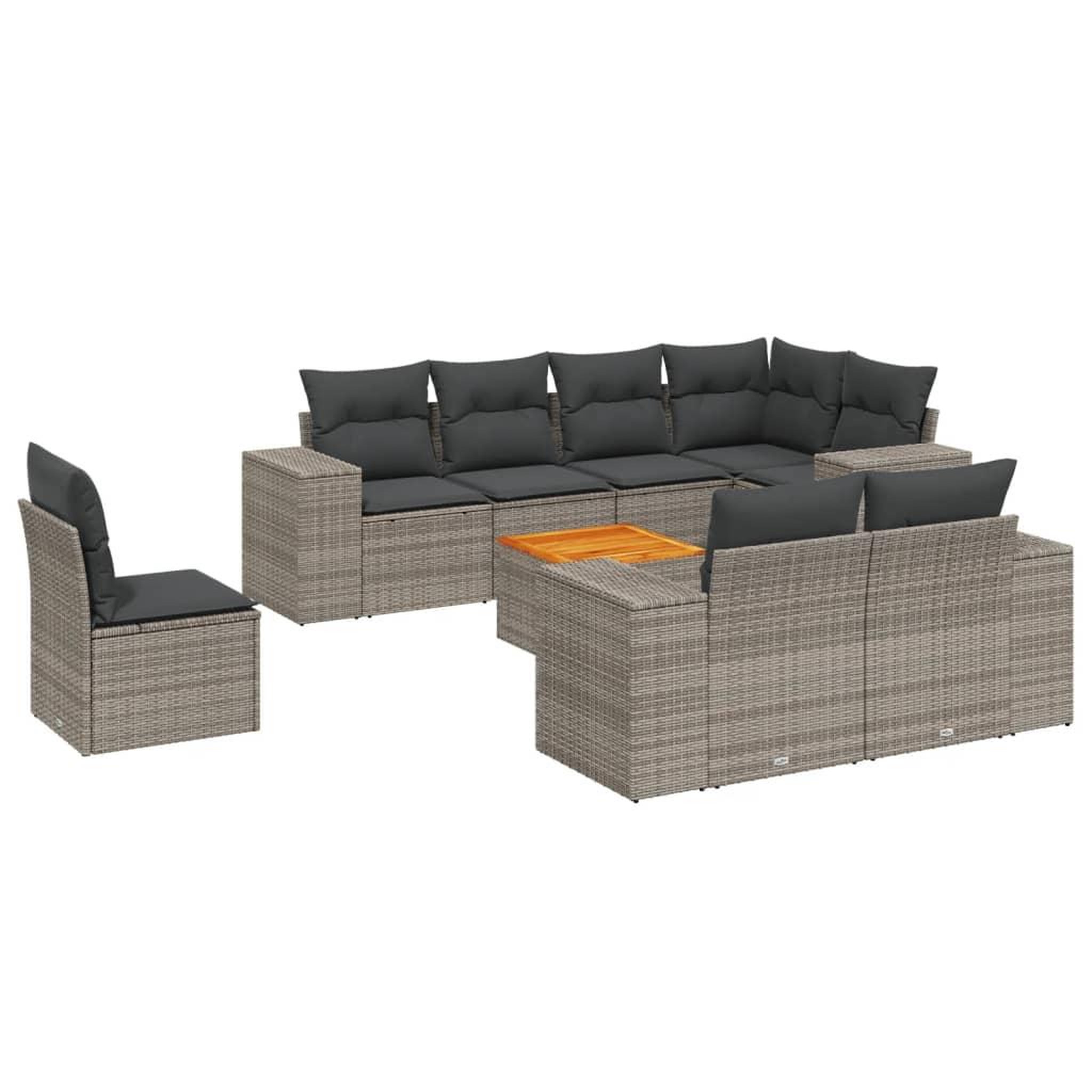 Voir la diapositive 2 : VIDAXL Salon de jardin 9 pcs avec coussins gris resine tressee
