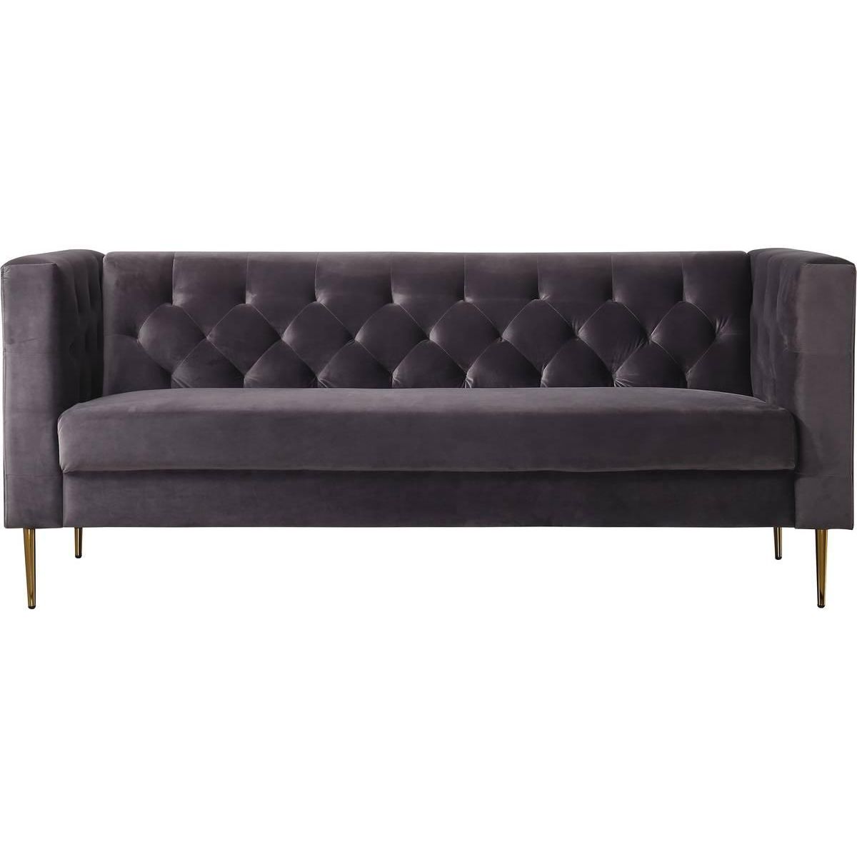 Habitat et Jardin Canapé fixe en velours  Bruce  - 196 x 76 x 82 cm - 3 places - Gris