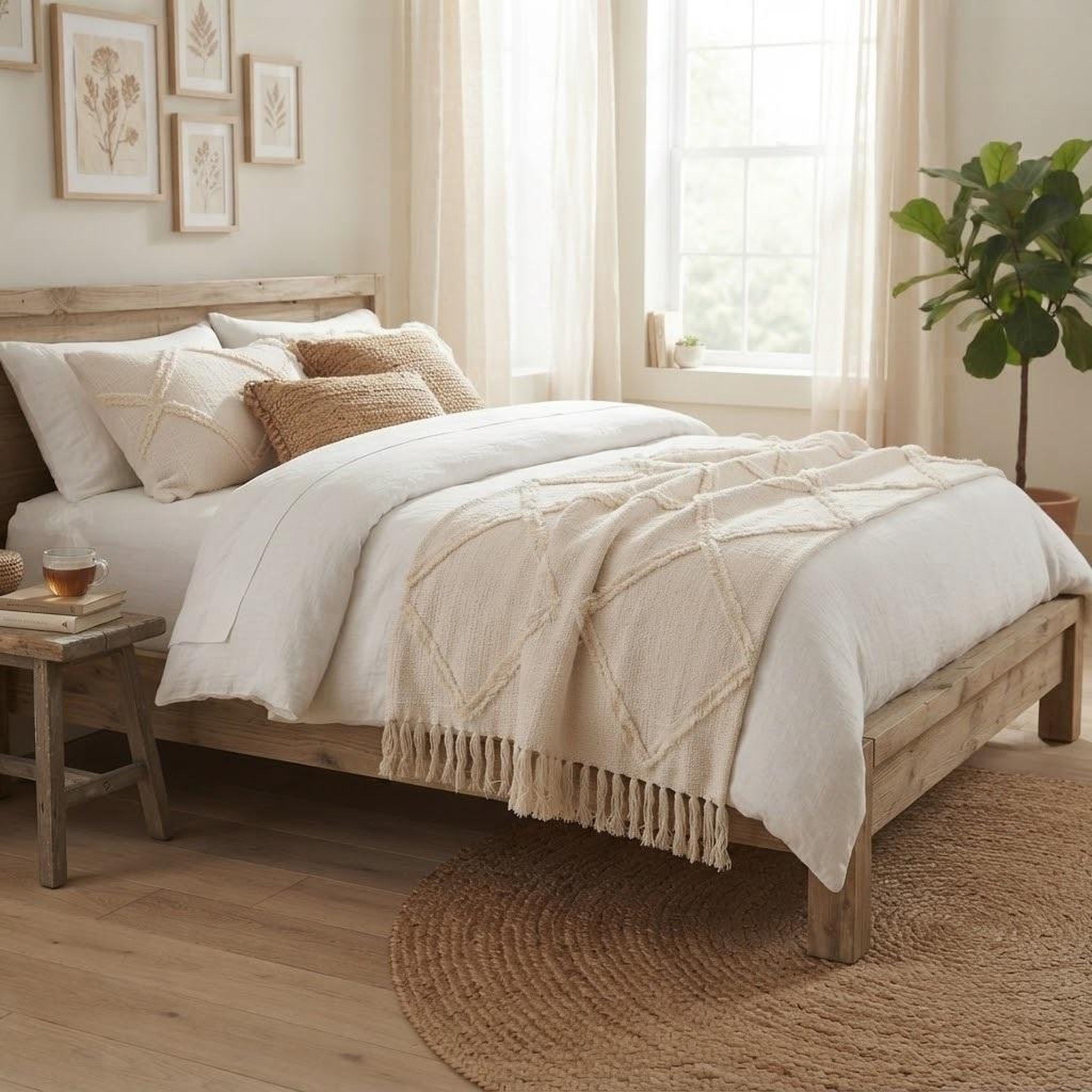 Voir la diapositive 4 : Eden Plaid jeté de lit ou fauteuil en coton tufté