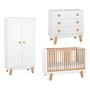 PINIO Chambre complète lit bébé 60x120 - commode à langer - armoire 2 portes Iga - Blanc et bois
