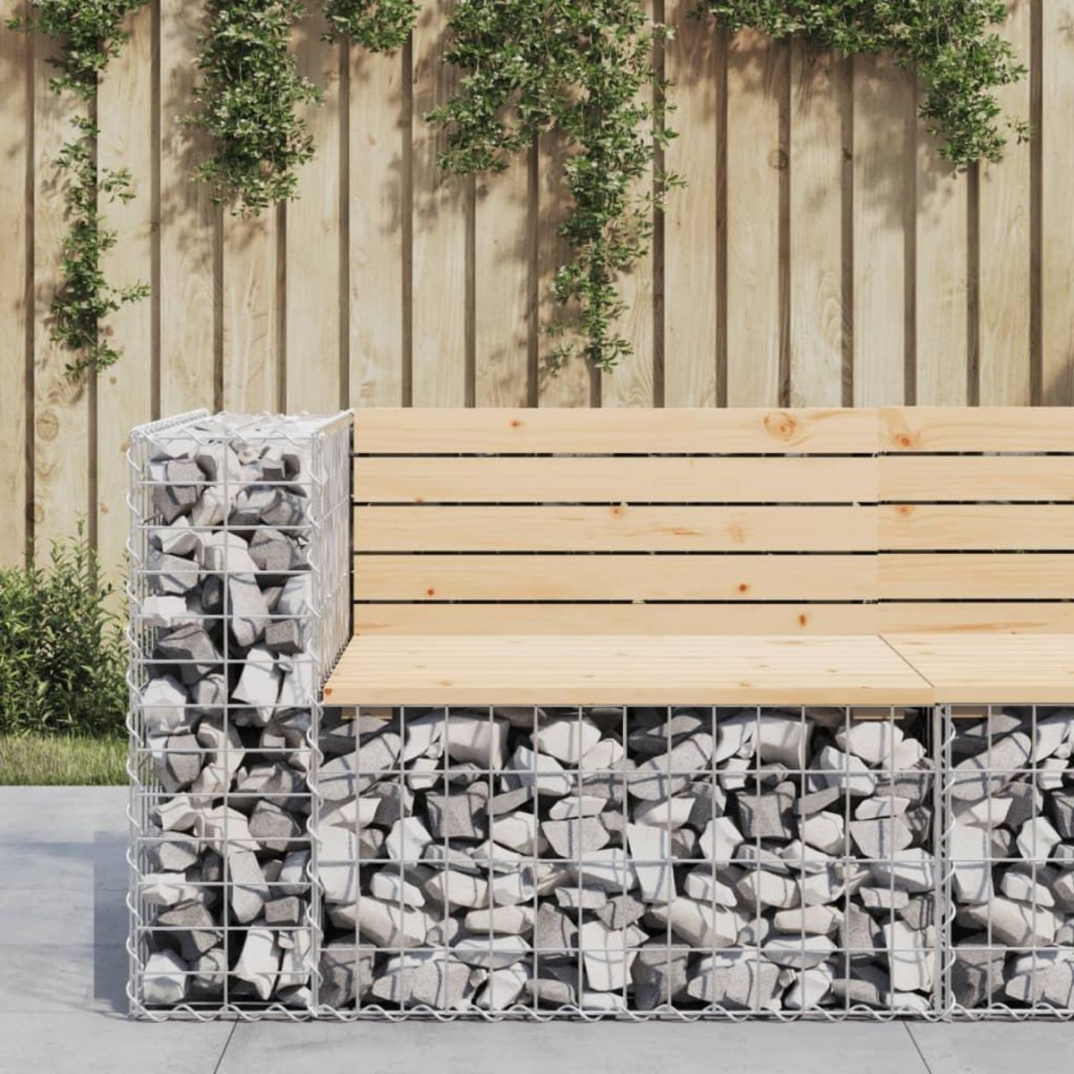 VIDAXL Banc de jardin design gabion 92x71x65,5 cm bois massif de pin