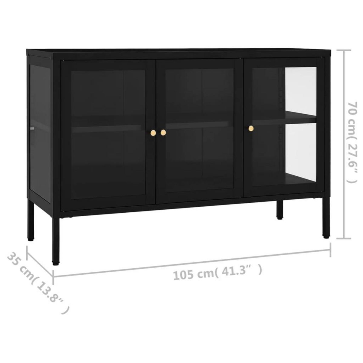 VIDAXL Buffet Noir 105x35x70 cm Acier et verre