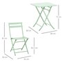 Voir la diapositive 3 : OUTSUNNY Salon de jardin bistro pliable - table carrée dim. 60L x 60l x 71H cm avec 2 chaises - métal thermolaqué vert d'eau