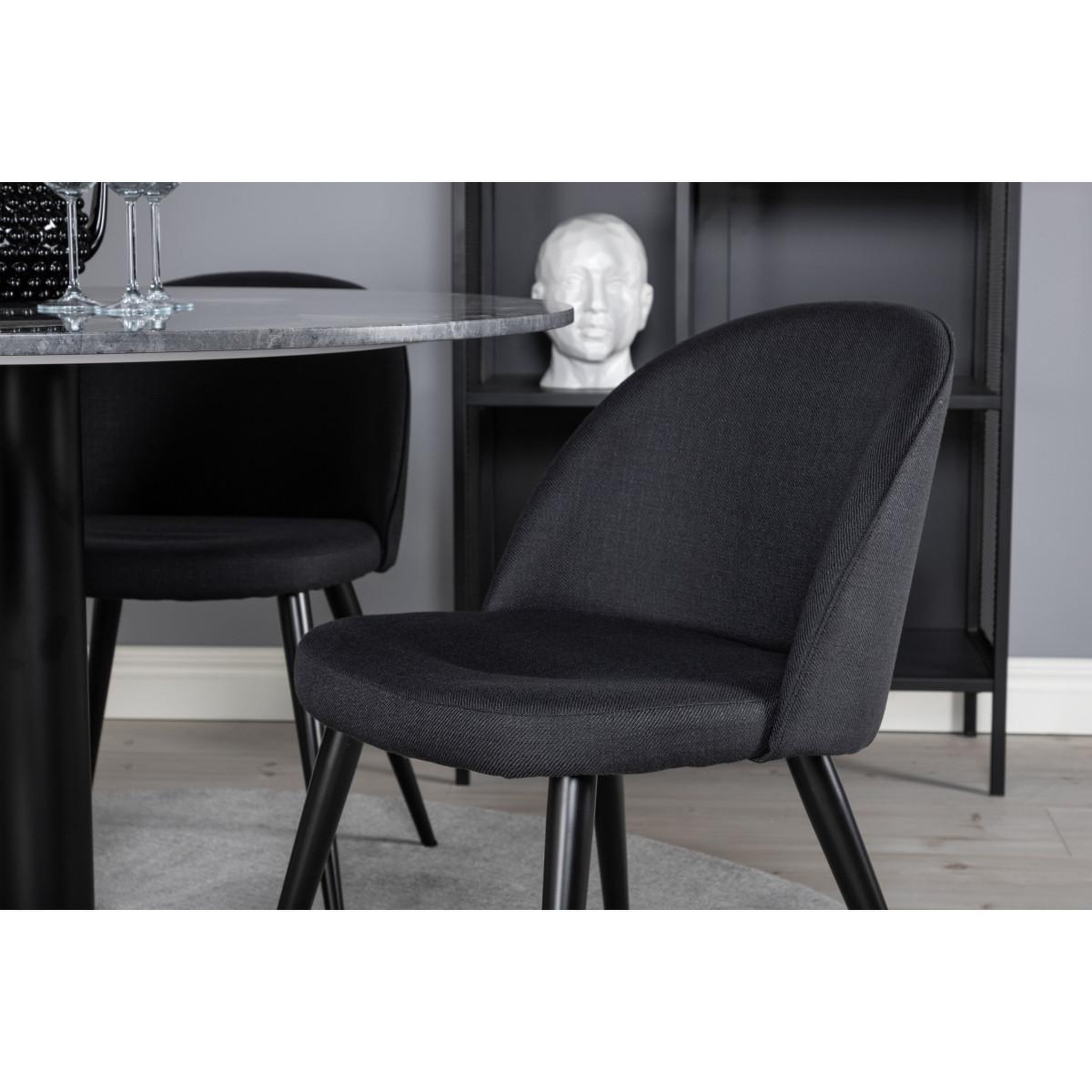 Voir la diapositive 5 : Paris Prix Ensemble table à manger & 4 chaises  estelle & velvet  106cm gris foncé & noir