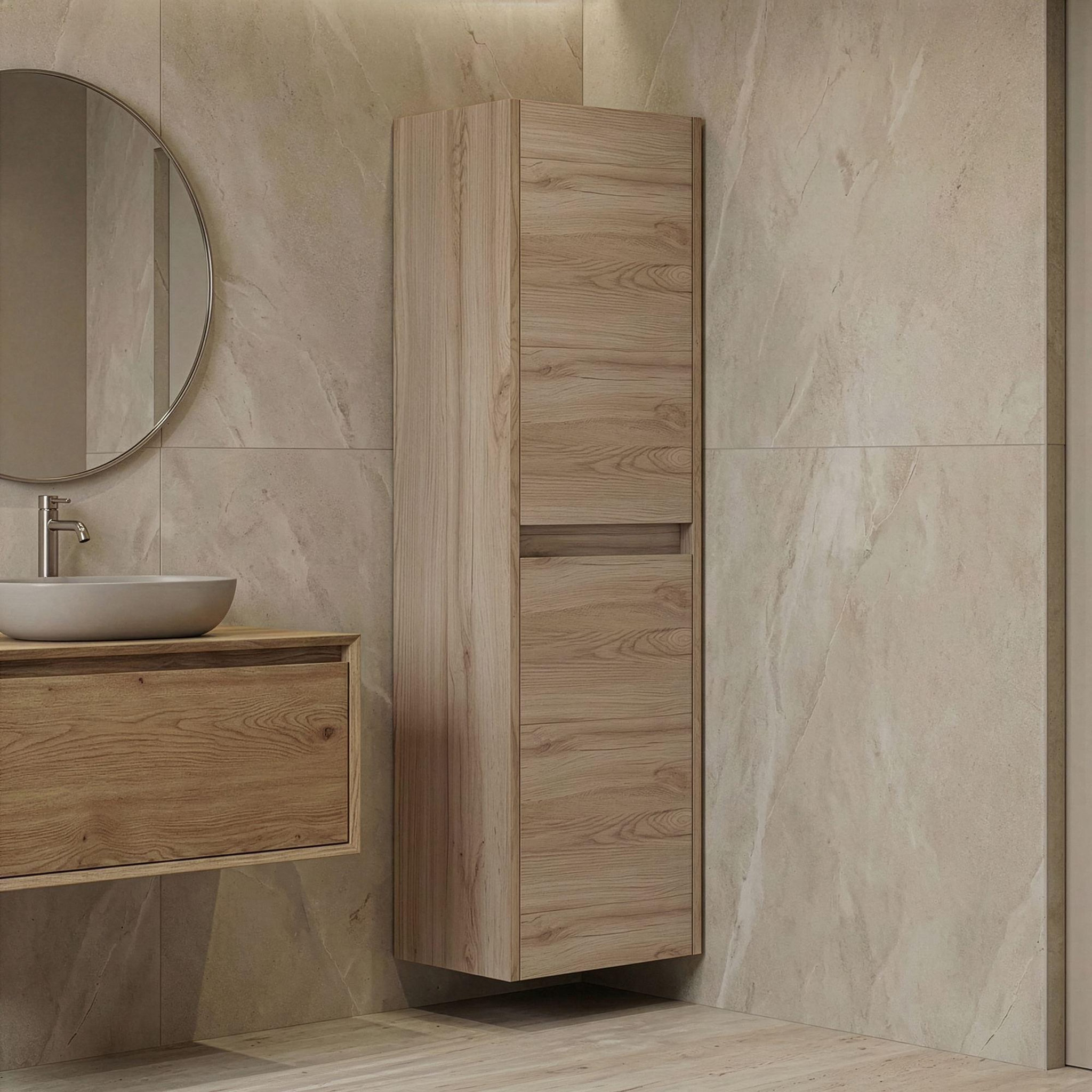 Voir la diapositive 2 : Habitat et Jardin Armoire de Salle de Bain  Side 40  - 40 x 27 x 138 cm - Oak