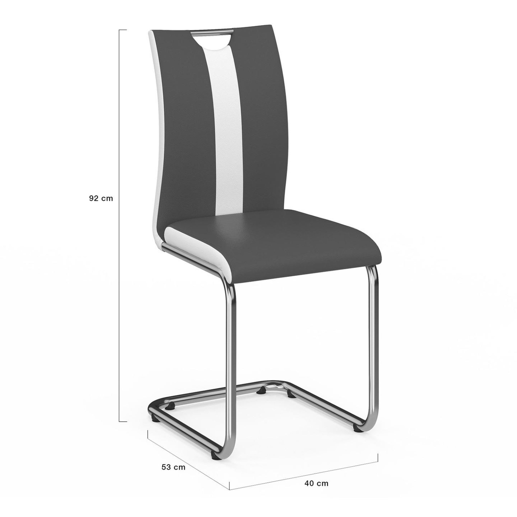 Voir la diapositive 5 : ID MARKET Lot de 4 chaises pia grises et blanches pour salle à manger
