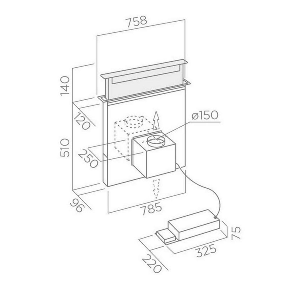 ELICA Hotte plan de travail 90cm 680m³/h inox - prf0120979