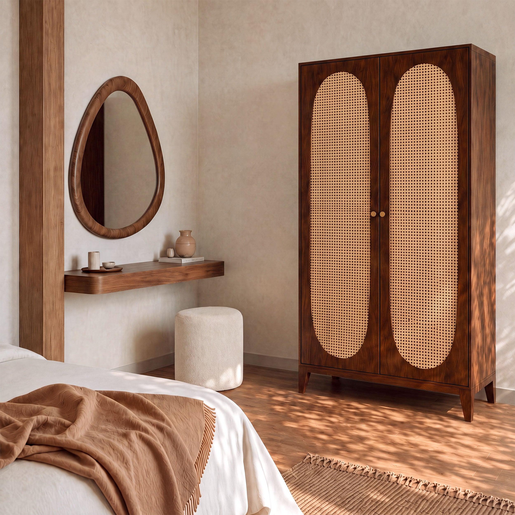 Voir la diapositive 5 : MAISON PAVANE Amoire en bois de manguier et cannage-lanka