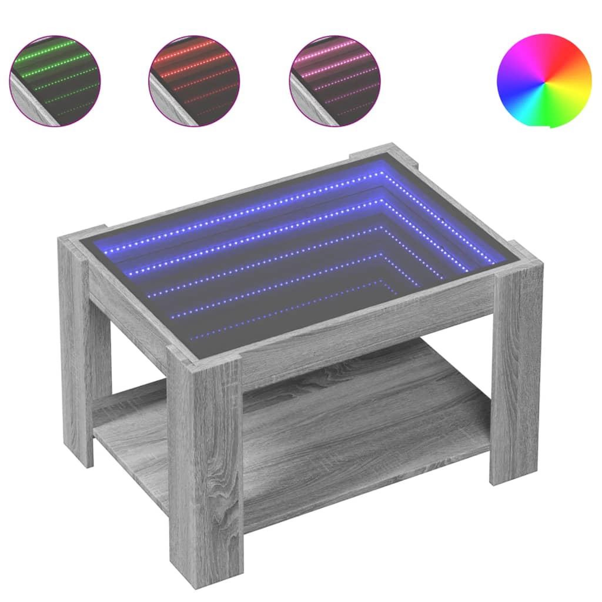 Voir la diapositive 2 : VIDAXL Table basse avec LED sonoma gris 73x53x45 cm bois d'ingenierie