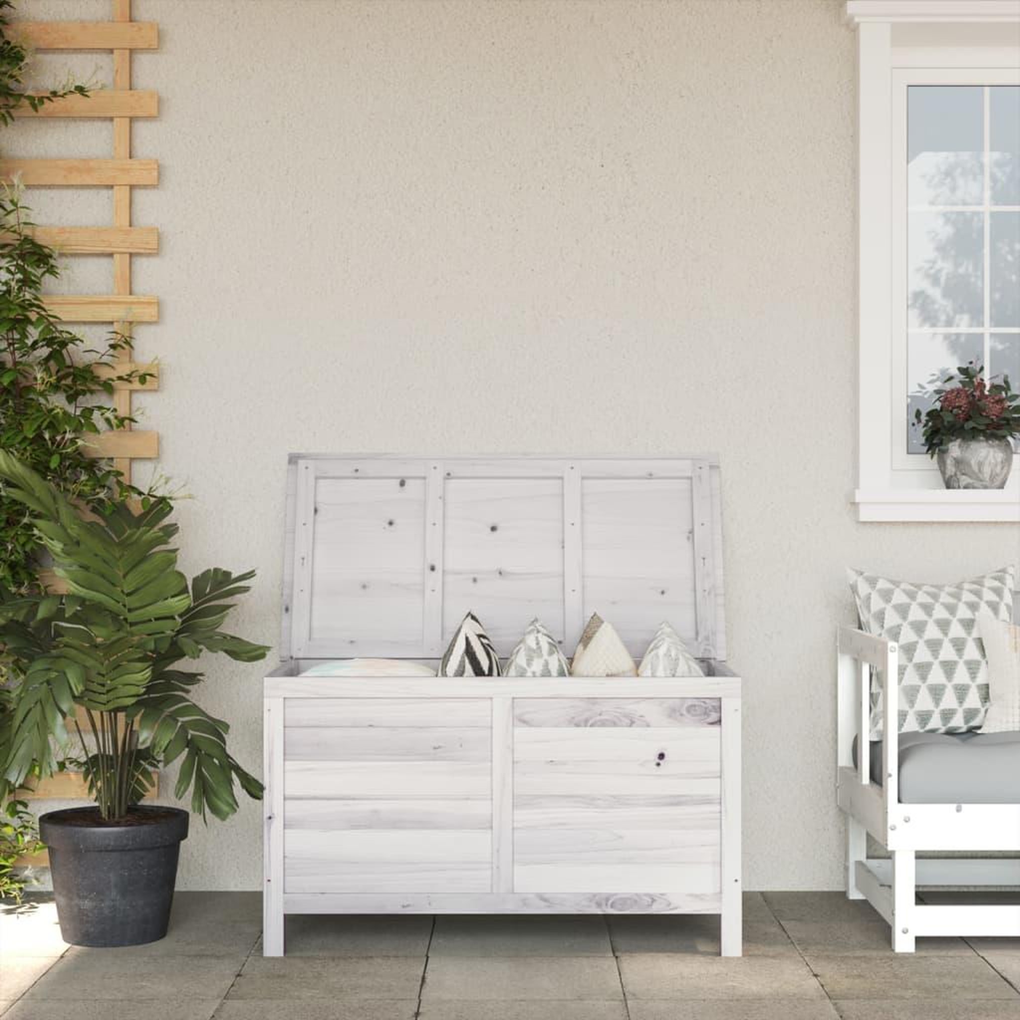 VIDAXL Boîte de rangement de jardin blanc bois massif de sapin