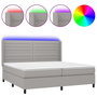 Voir la diapositive 2 : VIDAXL Sommier a lattes de lit matelas LED Gris clair 200x200 cm Tissu
