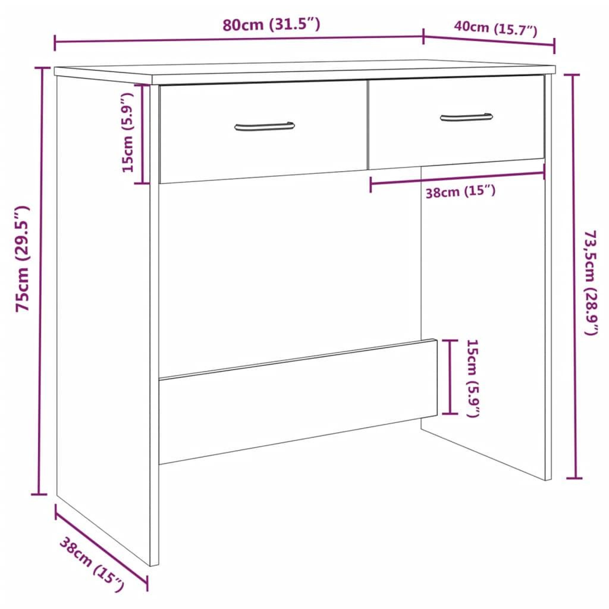 Voir la diapositive 6 : VIDAXL Bureau Chene fume 80x40x75 cm Bois d'ingenierie