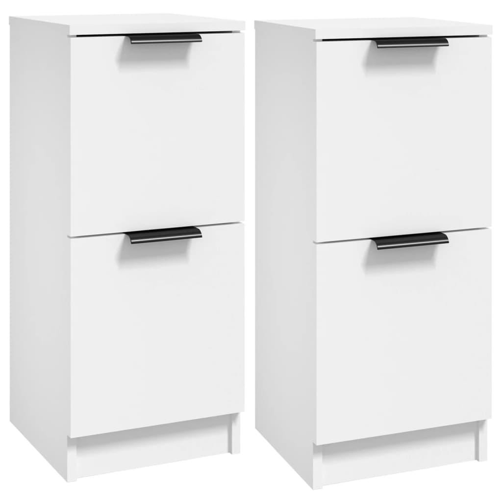 Voir la diapositive 2 : VIDAXL Buffets 2 pcs blanc 30x30x70 cm bois d'ingenierie