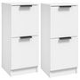 Voir la diapositive 2 : VIDAXL Buffets 2 pcs blanc 30x30x70 cm bois d'ingenierie